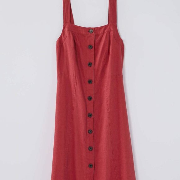 J. Jill 100% linen button front midi dress NWT L red - Picture 3 of 5